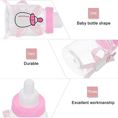 NUOBESTY Wedding Favor Box Mini kutija za bombone za hranjenje: 12pcs Plastična bočica za tuširanje beba koja se može napuniti sa trakom za krštenje novorođenčadi Rođendanska zabava Decor bočice za dojenčad