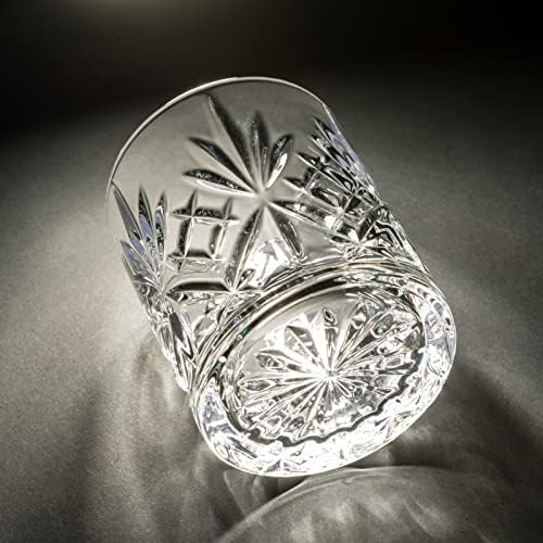 Calliva von Crystal Whiskey Glass, Premium staromodne naočare Set od 4 u luksuznoj kutiji. Maxwell Heavy Rocks Barware za piće Burbon Scotch Whisky koktel, Lowball Bar Tumbler 10oz