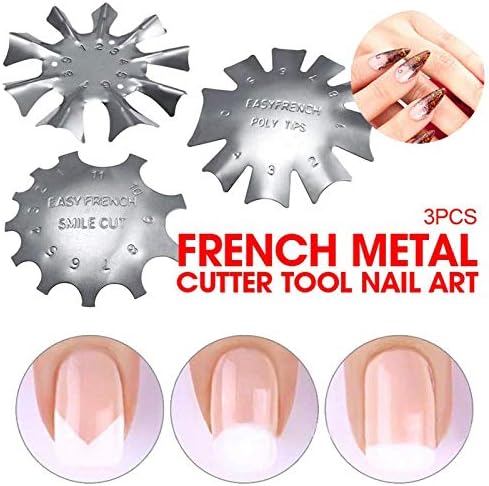 3 kom francuski osmijeh nokat Stencil rezač trimer šišanje rez Multi-Size DIY manikir metalni alat nail Art Smile