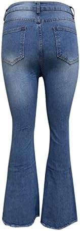 Narhbrg ženske casual široke noge traperice visoke struke traper duge hlače, pantalone za bljeskanje