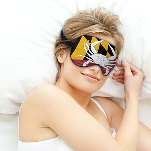Maryland Flag rakova maska ​​za spavanje meka za povezivanje prijenosna maska ​​za oči s podesivim kaišem za muškarce žene