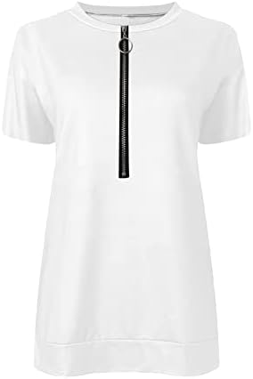 Ženska obična bluza Slim Tunic vrhovi kratkih rukava Brodski vrat Jesen Ljetna bluza Zip up 2023 odjeća