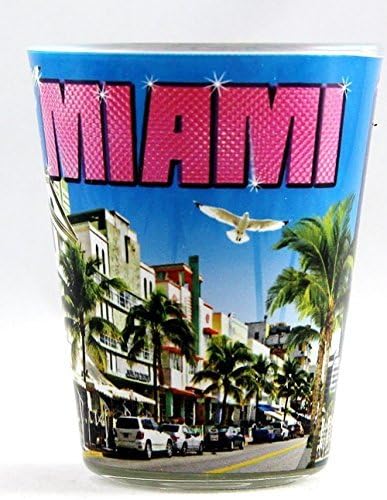 Miami Florida plavi šareni kolaž Shot Glass ctm