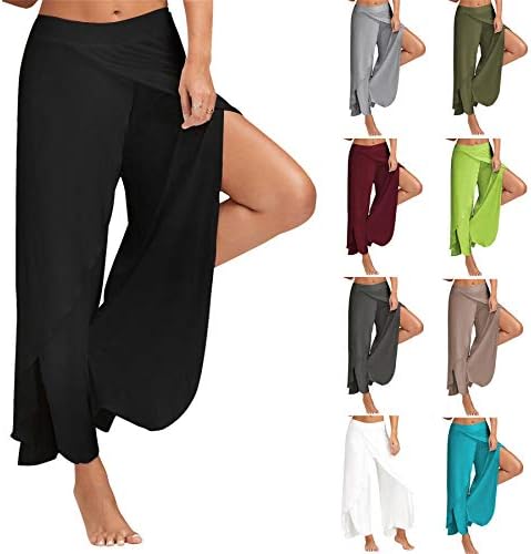 Andongnywell Women's Palazzo Wide noga Split hlače Ležerne plaže Flowy Wrap Hlače Yoga Duks pantalone