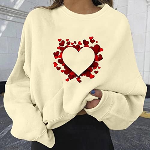 Žene prevelizirani Sherpa pulover Srčani grafički zaljubljeni dukseri Spring Casual Crewneck majice