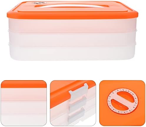 YARNOW 3 slojna knedla kutija za zamrzivač frižider kutija za skladištenje knedli kontejneri za čuvanje sveže hrane sa poklopcem za kućni Kuhinjski frižider narandžasta