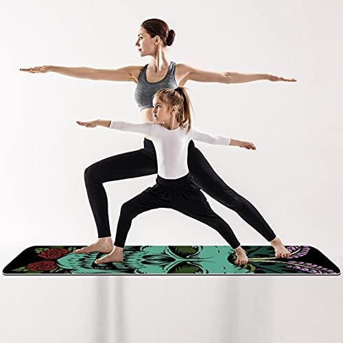 Siebzeh Lobanja s ružama dekoracija Premium debeli Yoga Mat Eco Friendly gumeni zdravlje & amp; fitnes neklizajuća prostirka za sve vrste vježbe joge i pilatesa