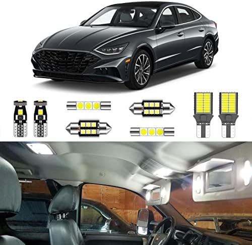 LIGHSTA 10kom Super svijetlo Bijelo unutrašnje LED svjetlo komplet paket za Hyundai Sonata 2011 2012 2013 2014 2015 2017 2018 2019 2020 2021 + svjetla registarskih tablica i alat za instaliranje
