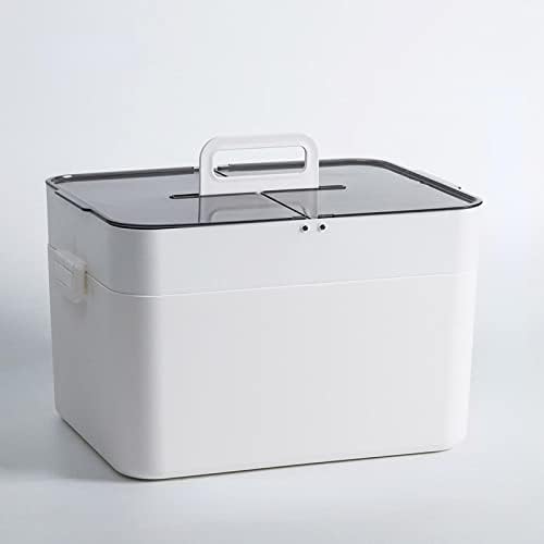 Zinpar Velika kutija za lijekove, dvoslojna plastična particija za domaćinstvo, komplet za prvu pomoć, jednostavan i veliki kapacitet za pohranu, prašinu i izdržljiva medicinska kutija - bijela