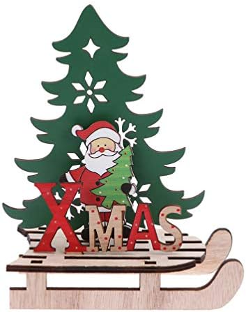 NUOBESTY drvena Tabela Top Božić ukras Santa snjegović Elk Tree dekorativni Božić znakovi Holiday