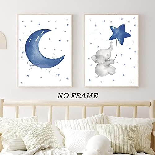 Zvijezde i mjesec Dječji vrtić Slicnies Crtani Crtani životinjski poster STAR DRŽAVE Slatke Moon Art
