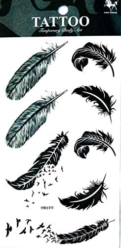 PP tetovaža 1 list u boji crne ptice perje privremeno tetovaže za žene za žene Muškarci tjelesne umjetnosti seksi lažne naljepnice