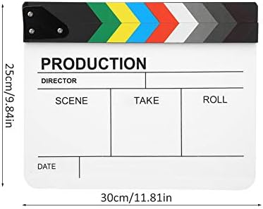 30x25cm Mini akrilna ploča sa Klaperom, Prop akciona ploča za montažu filmova režisera sa olovkom na Beloj