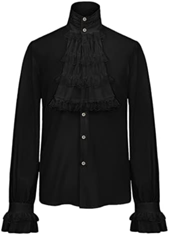 Renesansna majica Muškarci Linen mužjak Gothic Vintage čipkaste košulje za majicu COLLAR Long rukava