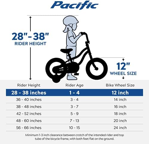 Pacific Character Kids Bike, dečaci i devojčice, uzrast 2-5 godina, 12-16-inčni točkovi, uklonjivi točkovi za obuku, Podmetačke kočnice, podesivo sedište bez alata