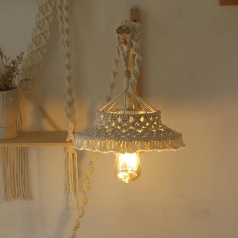 SDFGH boemska ručno rađena tkanina na lampu MacRame zidne viseće svjetiljke Soba kafe restoran ukras Tapistry Lampshade