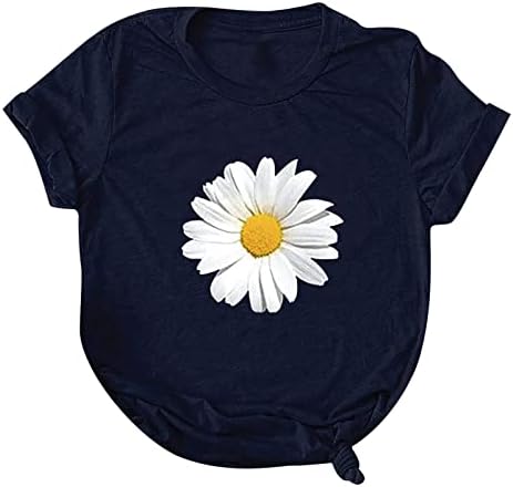 Floralna štampačka majica za žene okrugli vrat kratkih rukava TEE TOP 2023 Ljetne casual bluze