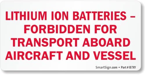 SmartSign pakovanje od 250 litijum-jonskih baterija zabranjenih za Transport u avionu etiketa u rolni, 2 x 4 inča, Polusjajni papir