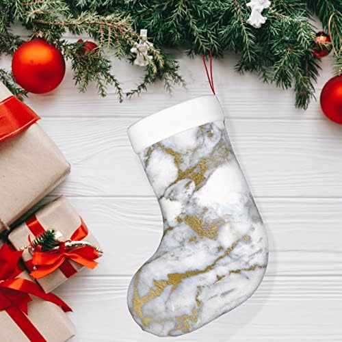 Austenstern Božićne čarape Hipster bijeli zlatni mramorni dvostrani kamin Viseći čarape
