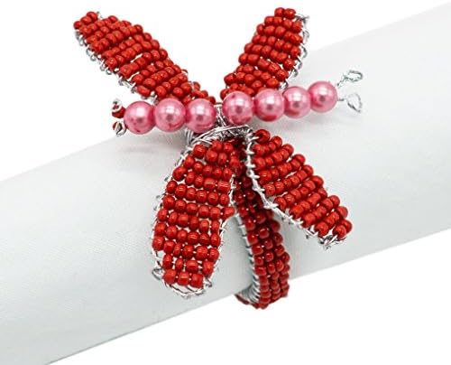Fennco Styles ručne perle pukotine od puteva leptir prstenovi salveta - set od 4