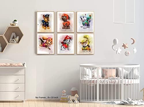 Crtani posteri za dečake soba i devojčice dekor spavaće sobe-Neuramljeni Set od 7 – Akvarelni zidni dekor