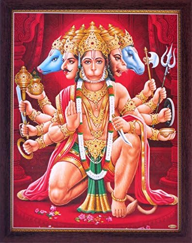 Hanuman Hindu Lord Panch Mukhi daje Holy blessing Blessing, a Holy Hindu vjerske plakat slika sa ramom za obožavanje