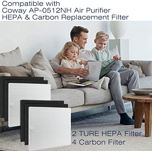 AP-0512NH True HEPA zamjenski filter Kompatibilan je s pražnim airmega AP-0512NH pročišćivač zraka, 2 x HEPA filter i 4 x karbonski filtri