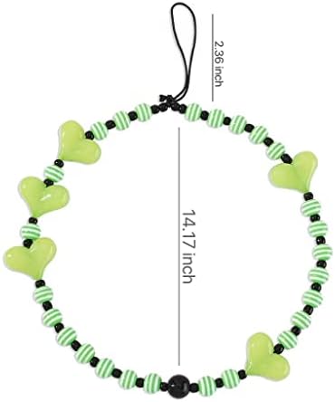 6 kom slatki zeleni zdepasti Y2K prstenovi za tinejdžere i žene, akrilna traka za šarm za telefon, zeleni