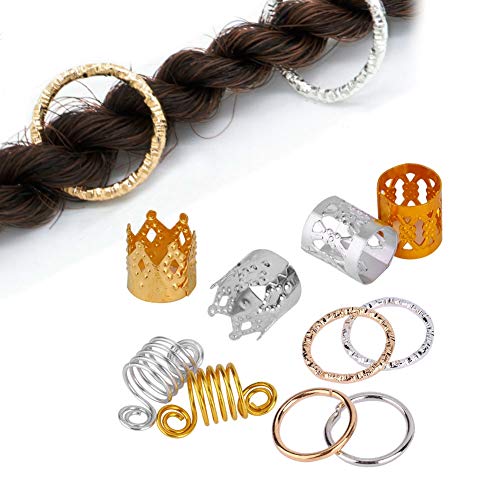 Pletena prstena prstena, 110 Troslojni prstenovi za kosu, prstenaste prstena za prsten za bravu Dream Dream Lock Fripin za žene i djevojke