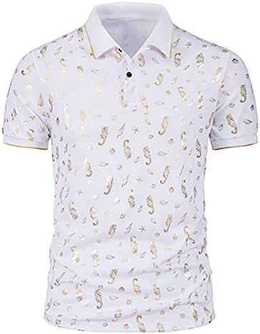Muška Casual Print kratki rukav Polo majice Summer Buton up Tee cvjetna štampana Vanjska košulja