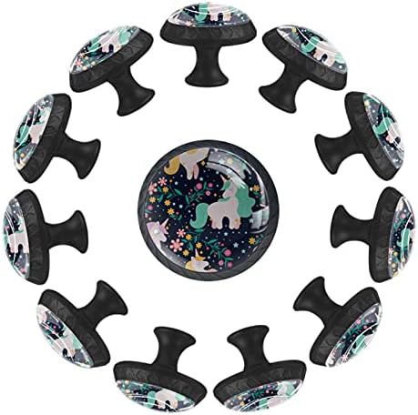 12 komada slatki crtani jednorog ljubičasti uzorak stakleni gumbi za Komode, 1,37 x 1,10 u okruglom