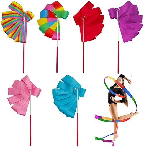 6pcs plesne vrpce, streameri Ritmička umjetnost Gimnastička palica Twirling šipka za djecu plesne vježbe Oprema za obuku Cirkus vještina