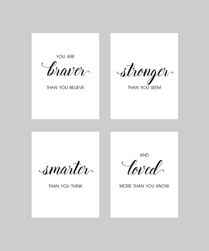 KARISMIA Neuramljen 8x10 Set od 4 tipografije Art motivacijski citati hrabri snažni Smart Loved