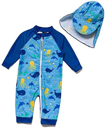 Bonverano Baby Boys kupaći kostim, kupaći kostim za kupanje, patentni zatvarač sa punim duljinama Kupaći kostimi s UPF 50+ zaštite od sunca