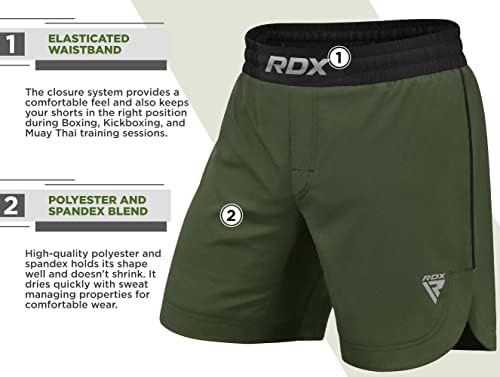 RDX MMA kratke hlače za trening i kickboxing - Borbene kratke hlače za borilačke vještine, borba u kavezu, Muay