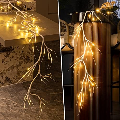 KXCoftxi osvijetljena breza Garland, vinolačna svjetla za spavaću sobu, svijetli cvijeće Garland za Božić, umjetna vinova loza sa 8 rasvjetnih efekata, romantične ukrasne iage za dekor za kamin