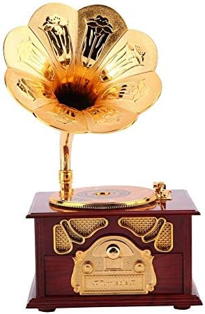Capus mini vintage muzička kutija klasična fonografski oblik zlata Trumptova rog Elise muzička kutija