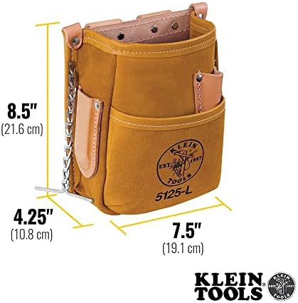 Klein Alati 5125L Sve kožne torbice za 5 džepnih alata sa lančanim trakama i vezama za pojas tunela
