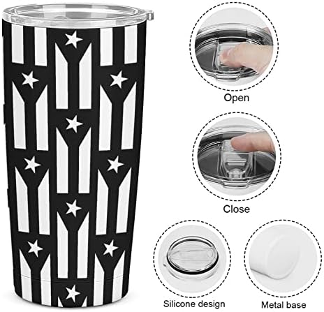 Portoriko zastava Crno-bijelo 20oz Travel Travel Caffeat vakuum izolirani nehrđajući čelik Lattea kup sa