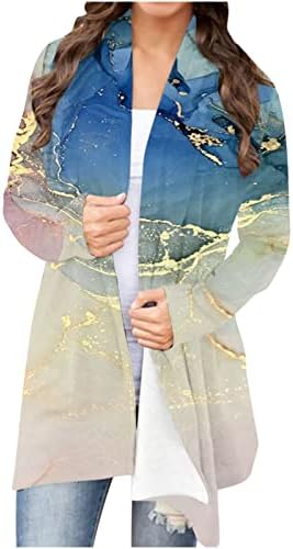Duks kardigan za žene Pejzažno slikarstvo uzorak dugih rukava otvorena prednja jakna Jesen Ležerne kardigante
