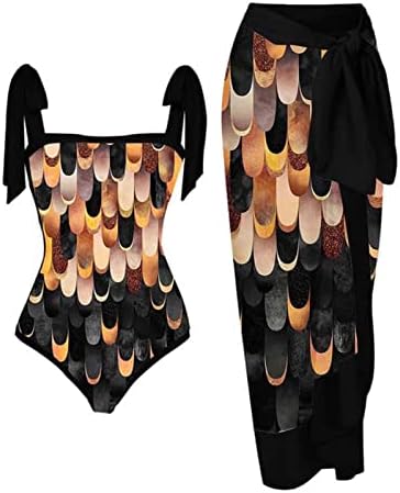 Kupaći Apartmani ženski Plus žene 1 komad kupaćih kostima+1 komad pokriti dvodijelni Vintage Print kupaći kostim Monokini