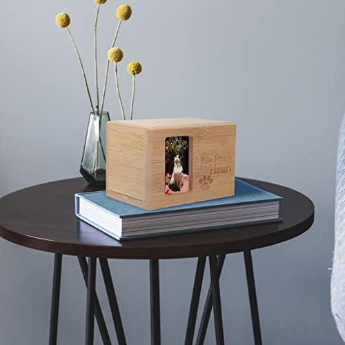 Cabilock Memorijalni pokloni dekorativne urne za kućne ljubimce drvena urna za kremaciju fotografija