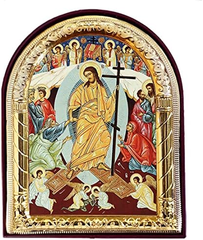 Needzo Vaskrsenje Hrista Isusa lučna ikona zlatna folija pristojna u pakao Hrista i podizanje Adama i