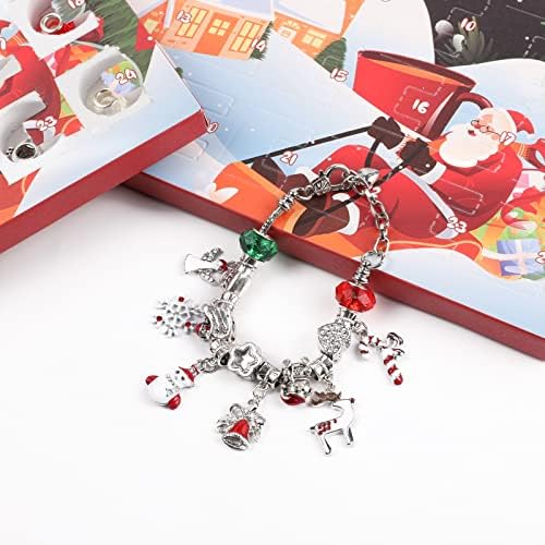 Bulnqyk kalendar za djevojčice 2022,kalendar odbrojavanja 24 dana iznenađenja božićni poklon Set,22 DIY Charm perle i 2 narukvice za djecu tinejdžere žene