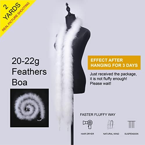 2 metara 90 grama bijele puretine perje Boa i 2 metara 22g bijele Fluffy Marabou Feather Boa