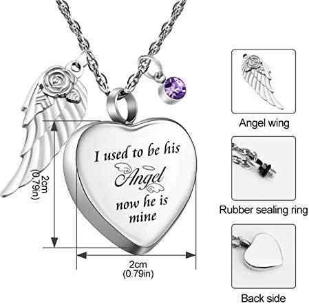 Dletay ogrlica za kremiranje srca za pepeo ogrlica sa krilima anđela krila sa 12 komada rođenja-Nekada