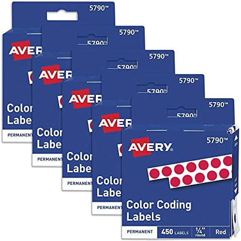 Avery trajne oznake za kodiranje u boji, 0,25 inča, okrugle, pakovanje od 450