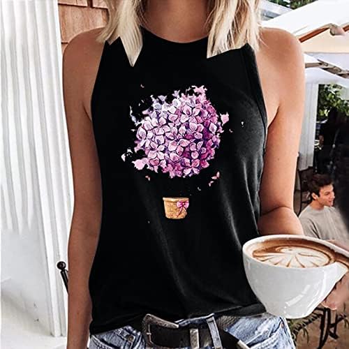 Jesen ljeto Vest djevojke 2023 rukav pamuk Crew vrat cvjetni grafički Salon Cami Tank top prsluk T Shirt za žene