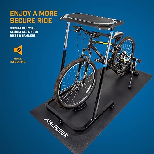 Alpcour Višenamjenski mat za bicikl 36 X78 traka za bicikliste - sa prenosnim višesmjernim biciklističkim trenerom za treniranje - sa 4-nivoskim pokretačem za prednji točak sa dizajnom protiv klizanja