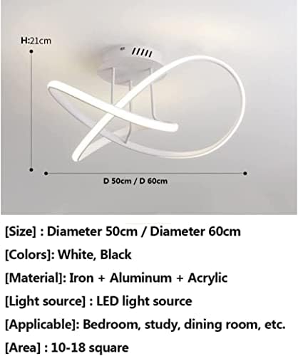 Olspag LED stropna svjetiljka, daljinski upravljač zatamnjena, moderna kreativna geometrijska spavaća soba, dnevni boravak, studij, blagovaonica, stropna svjetiljka, crna, 19.6in / 23.6in